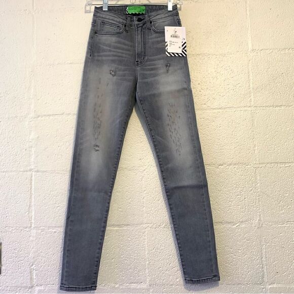 NWT Sandrine Rose x Free People High Waisted Skinny Jeans in Light Black 24 - Picture 3 of 8